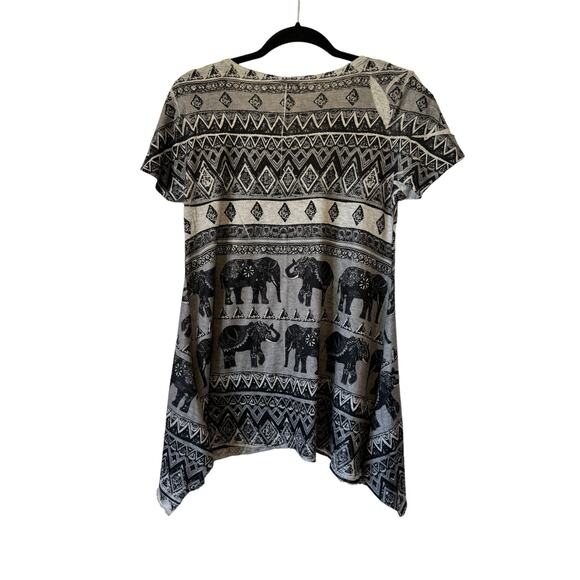 VOCAL Rhinestone - Elephant Graphic Women’s Top - Asymmetrical Hem - size M - Picture 3 of 8